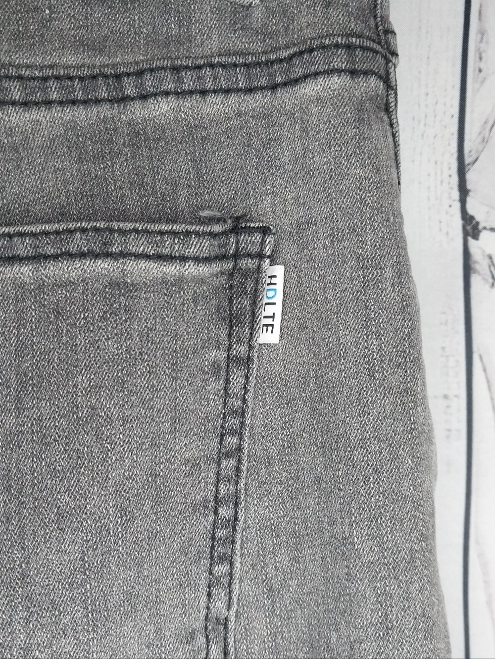HDLTE High Rise Wide Leg Baggy 90's Y2K Grunge Raw Hem Gray Wash Jeans - Picture 9 of 10
